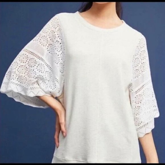 Anthropologie Akemi + kin crochet knit short sleeve top small - Picture 3 of 8